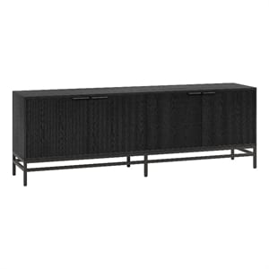 Pemberly Row Contemporary 70&quot Black Grain MDF/PVC/Metal TV Stand