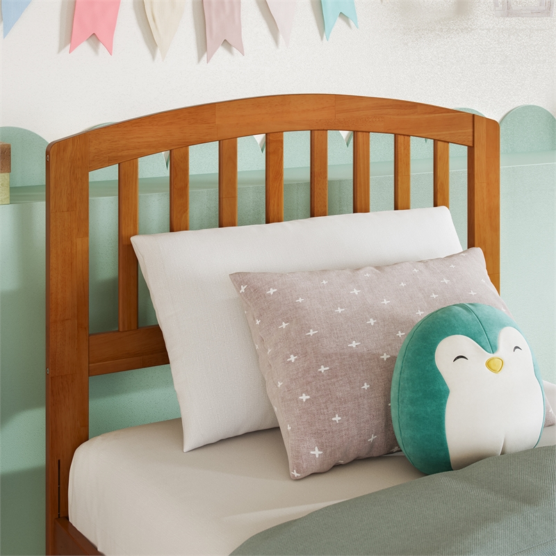 Pemberly Row Contemporary Twin Wood Headboard in Light Toffee