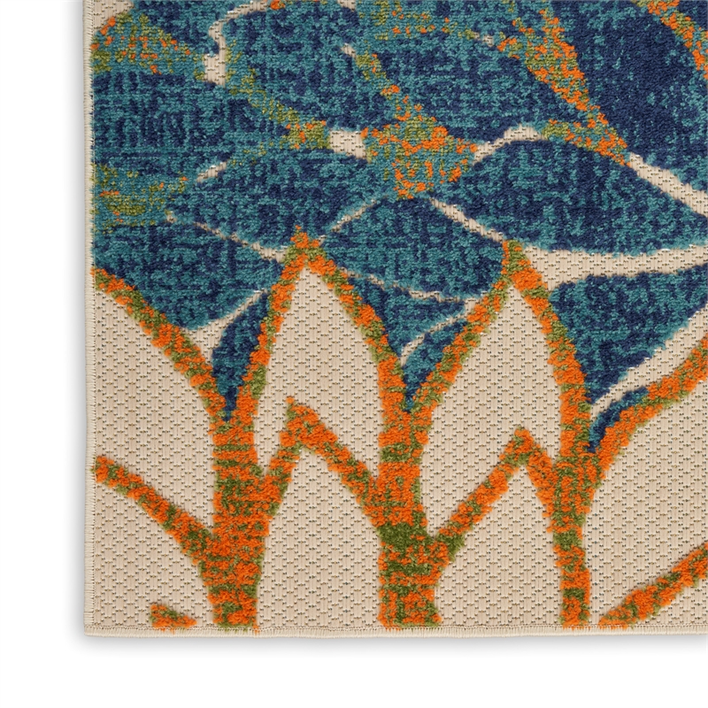Pemberly Row 8' x 11' Blue Green Fabric Tropical Area Rug (8' x 11')