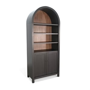 Pemberly Row Contemporary Wood Arched Display Cabinet with Doors