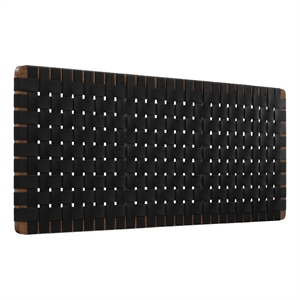 Pemberly Row Weave Wall-Mount Vegan Leather Queen Headboard in Walnut Black