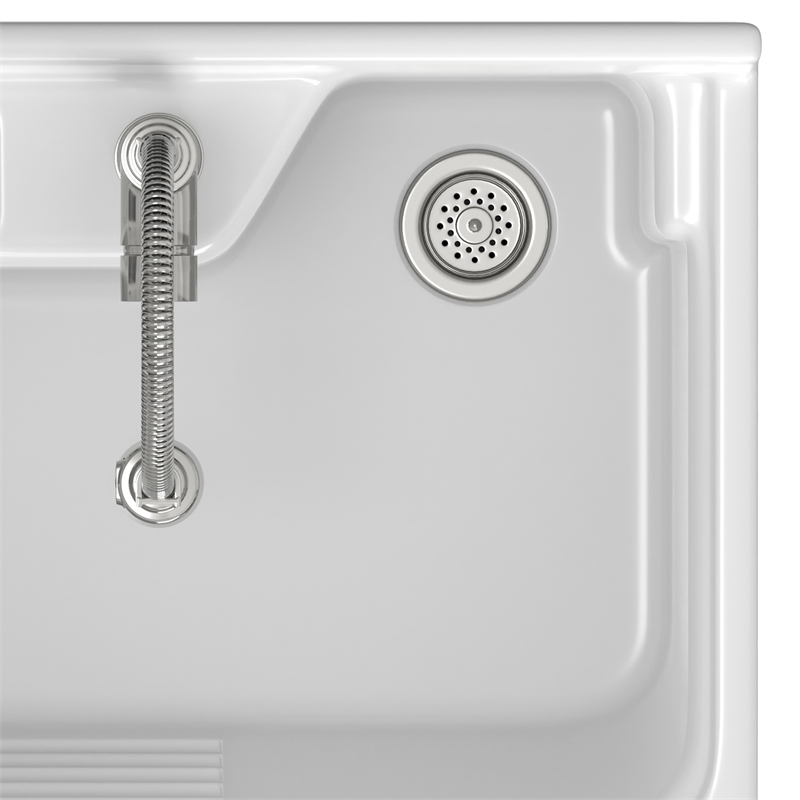Pemberly Row 28-inch ABS Utility Sink & Cabinet in Pure White