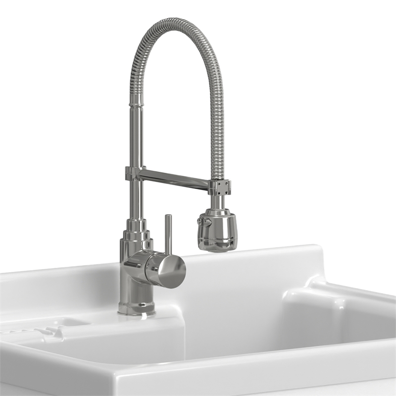 Pemberly Row 28-inch ABS Utility Sink & Cabinet in Pure White