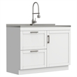 Pemberly Row Contemporary 46-inch Utility Sink & Cabinet in Pure White