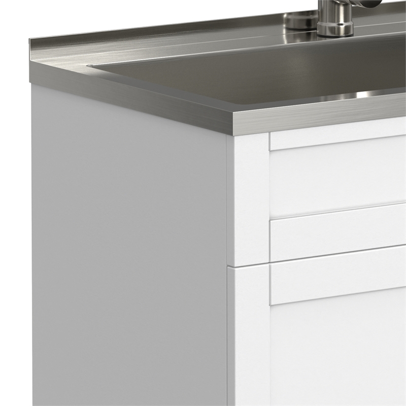 Pemberley Row Melamine Pure White Utility Sink & Cabinet Rectangular Water Resistant 36