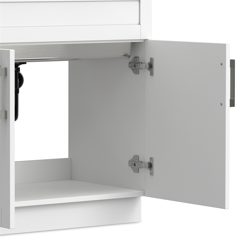 Pemberley Row Melamine Pure White Utility Sink & Cabinet Rectangular Water Resistant 36