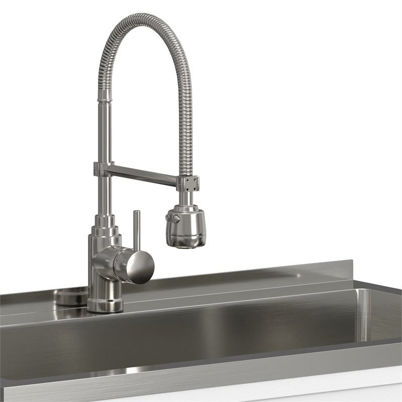Pemberley Row Melamine Pure White Utility Sink & Cabinet Rectangular Water Resistant 36