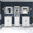 Pemberly Row Engineered Wood Vanity Set with Linen Tower in White Ash