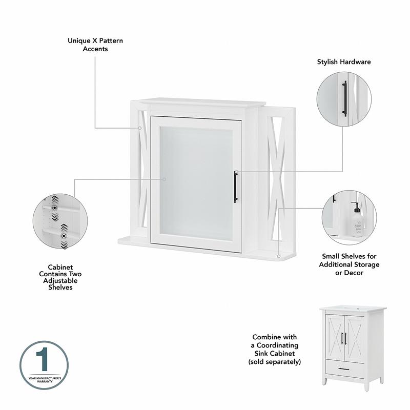 Pemberly Row Engineered Wood Vanity Set with Linen Tower in White Ash