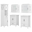 Pemberly Row Engineered Wood Vanity Set with Linen Tower in White Ash