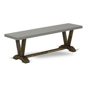 Pemberly Row V-Style 15x60&quot Wood Dining Bench in Jacobean/Cement Gray