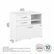 Pemberly Row Office Storage Cabinet with Drawers in White-Engineered Wood