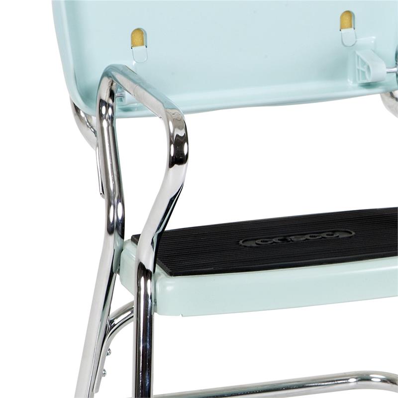 Pemberly Row Retro Chair + Step Stool with Flip-Up Seat in Teal