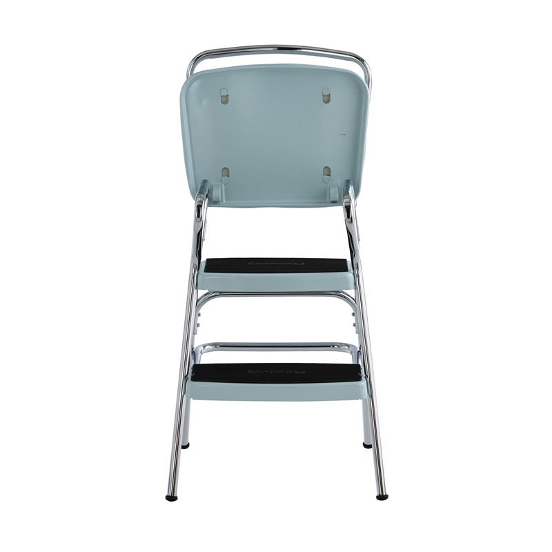 Pemberly Row Retro Chair + Step Stool with Flip-Up Seat in Teal