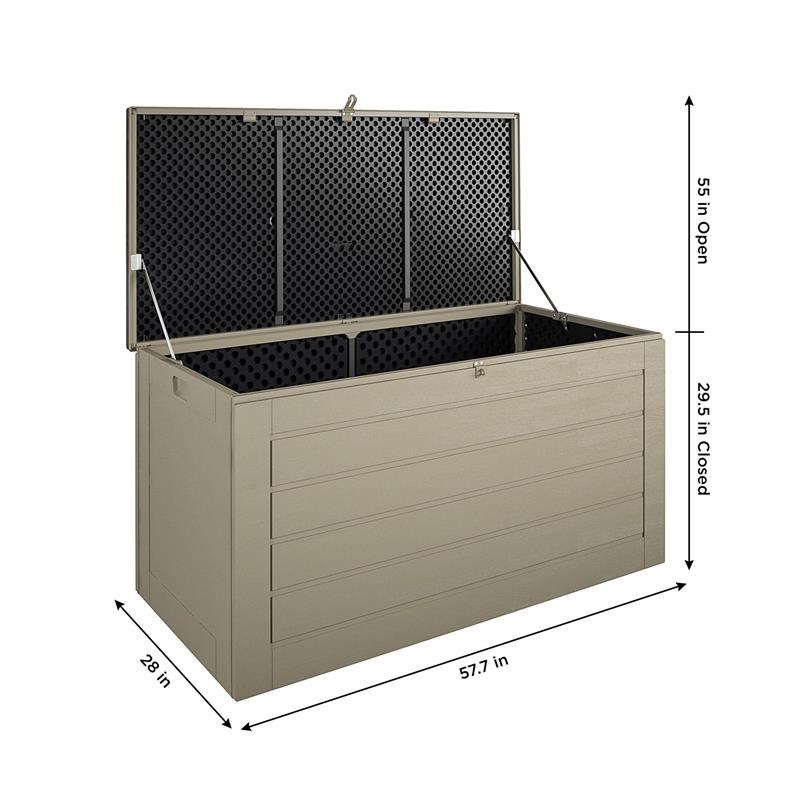 Pemberly Row Outdoor Patio Deck Storage Box Extra Large 180 Gallons in Tan