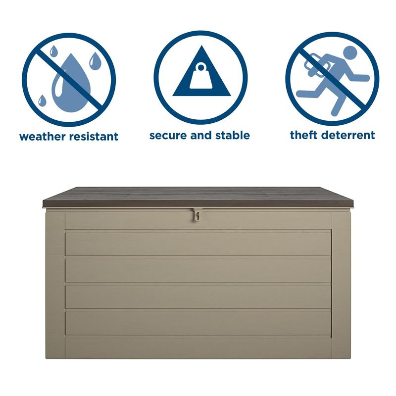 Pemberly Row Outdoor Patio Deck Storage Box Extra Large 180 Gallons in Tan