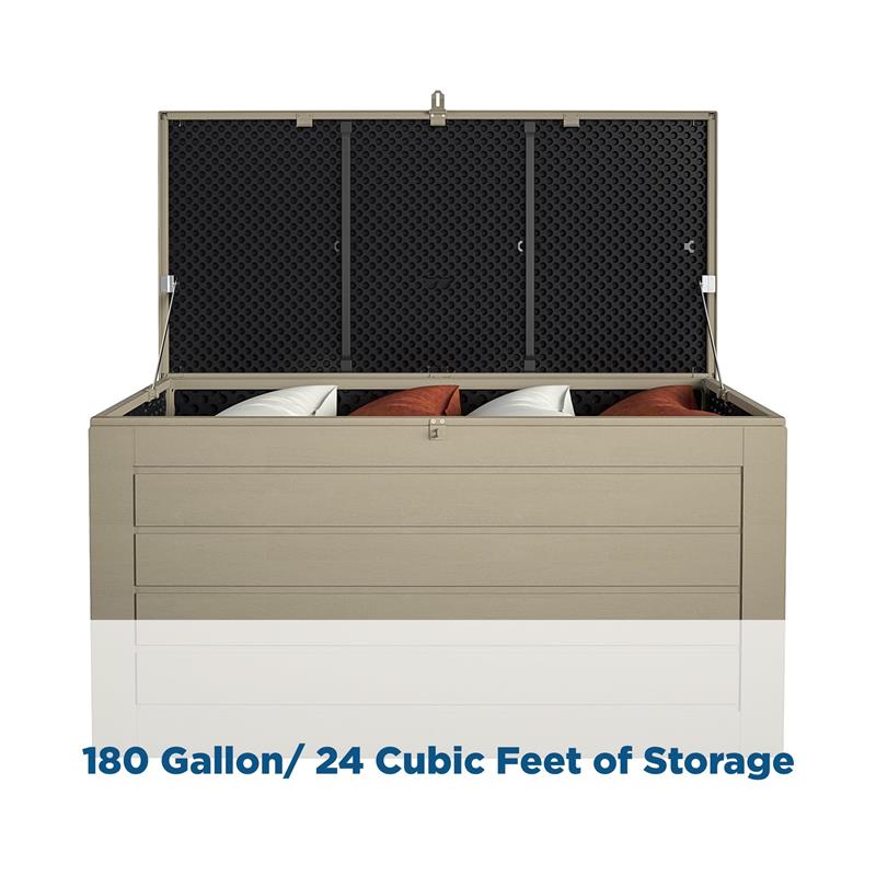 Pemberly Row Outdoor Patio Deck Storage Box Extra Large 180 Gallons in Tan