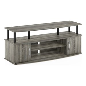 Pemberly Row Wood Entertainment Center for TV up to 55&quot in French Oak Gray/Black