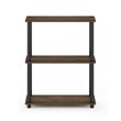 Pemberly Row Turn-N-Tube Wood 3-Tier Shelf Display Rack in Columbia Walnut/Black