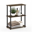 Pemberly Row Turn-N-Tube Wood 3-Tier Shelf Display Rack in Columbia Walnut/Black