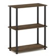 Pemberly Row Turn-N-Tube Wood 3-Tier Shelf Display Rack in Columbia Walnut/Black