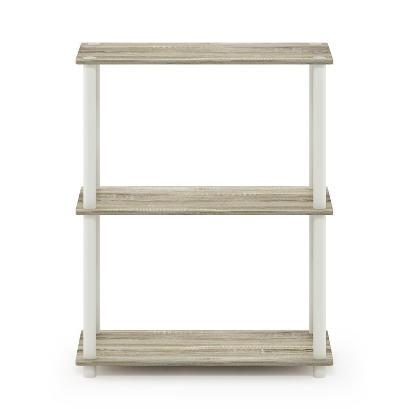 Pemberly Row Turn-N-Tube Wood 3-Tier Shelf Display Rack in Sonoma Oak