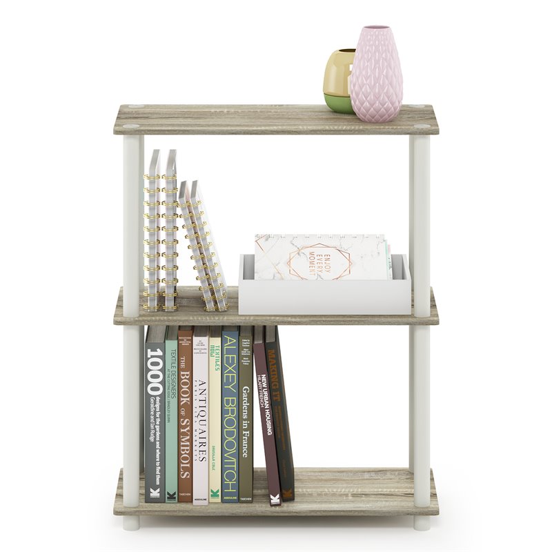 Pemberly Row Turn-N-Tube Wood 3-Tier Shelf Display Rack in Sonoma Oak