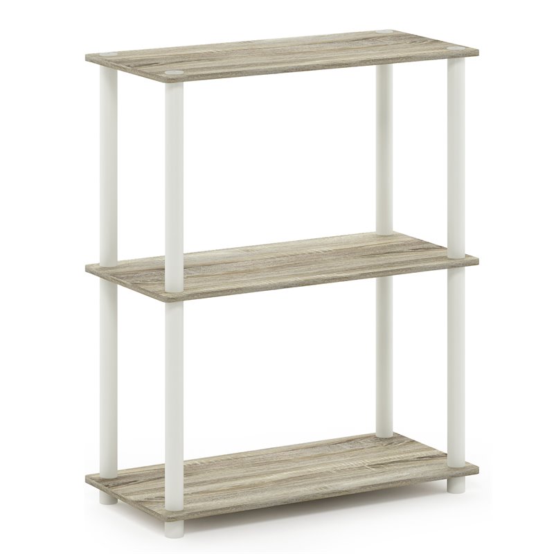 Pemberly Row Turn-N-Tube Wood 3-Tier Shelf Display Rack in Sonoma Oak