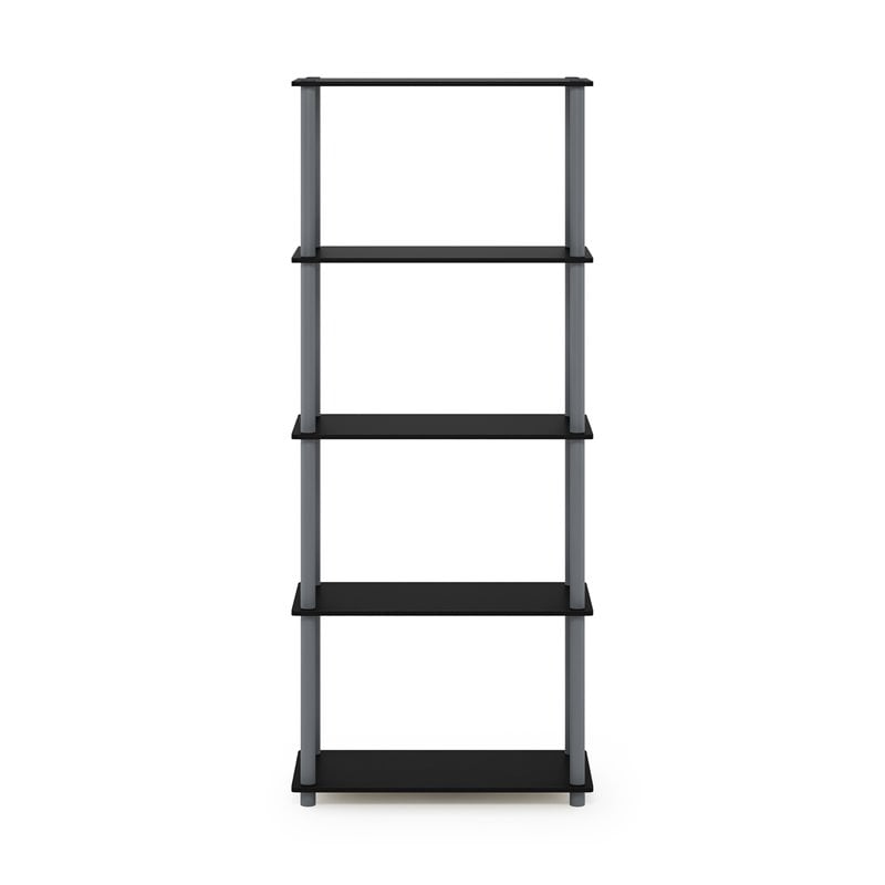Pemberly Row Turn-N-Tube Engineered Wood 5-Tier Shelf Display Rack in Black/Gray