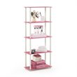 Pemberly Row Turn-N-Tube Engineered Wood 5-Tier Shelf Display Rack in Pink/White