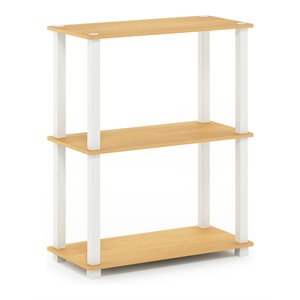 Pemberly Row Turn-S-Tube Wood 3-Tier Shelf Display Rack in Beech/White