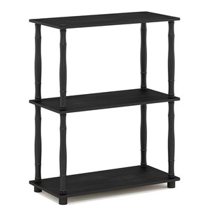 Pemberly Row Engineered Wood 3-Tier Shelf Display Rack in Americano/Black