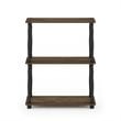Pemberly Row Wood 3-Tier Shelf Display Rack with Classic Tube in Walnut