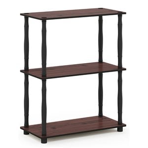 Pemberly Row Wood 3-Tier Shelf Display Rack with Classic Tube in Cherry