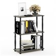 Pemberly Row Turn-N-Tube Wood 3-Tier Shelf Display Rack in French Oak Gray/Black