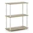 Pemberly Row Turn-N-Tube Wood 3-Tier Shelf Display Rack with Classic Tube in Oak