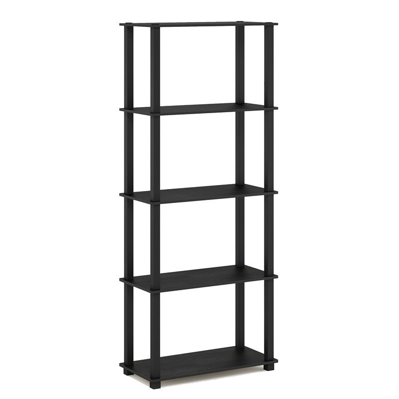 Pemberly Row Engineered Wood 5-Tier Shelf Display Rack in Americano/Black