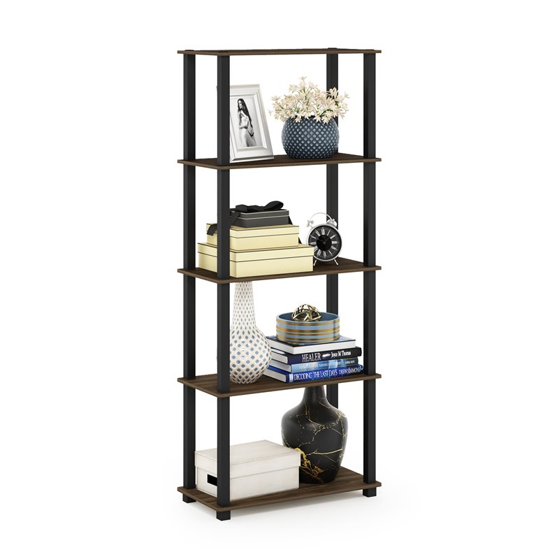 Pemberly Row Engineered Wood 5-Tier Shelf Display Rack in Columbia Walnut
