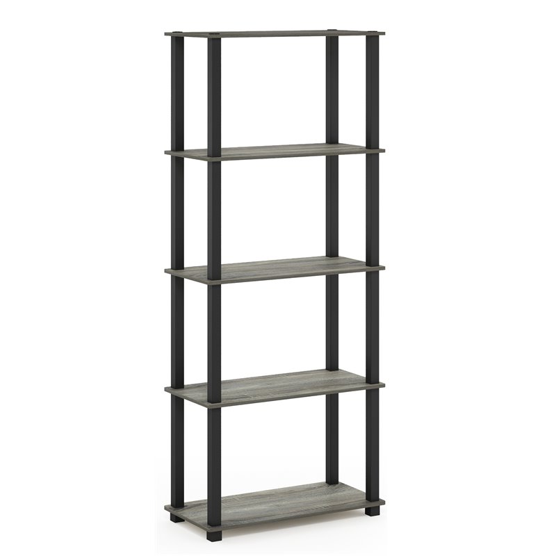Pemberly Row Engineered Wood 5-Tier Shelf Display Rack in French Oak Gray