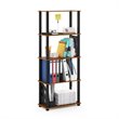 Pemberly Row Turn-S-Tube Wood 5-Tier Shelf Display Rack in Light Cherry/Black