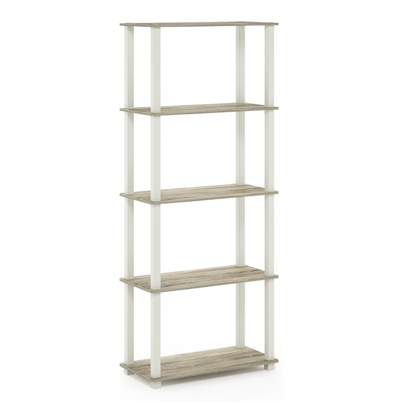 Pemberly Row Turn-S-Tube Engineered Wood 5-Tier Shelf Display Rack in Sonoma Oak