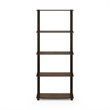 Pemberly Row Engineered Wood 5-Tier Shelf Display Rack in Walnut/Brown