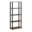 Pemberly Row Engineered Wood 5-Tier Shelf Display Rack in Walnut/Brown