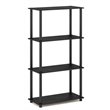 Pemberly Row Engineered Wood 4-Tier Shelf Display Rack in Americano/Black