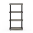 Pemberly Row Wood No Tool 4-Tier Storage Shelf in French Oak Gray/Black