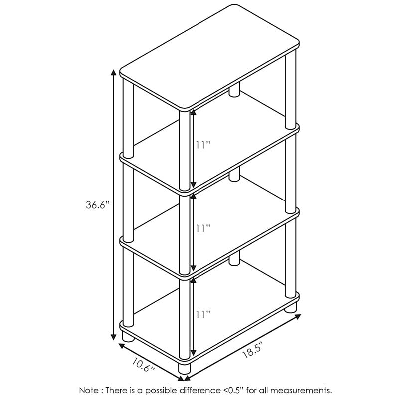 Pemberly Row Wood No Tool 4-Tier Storage Shelf in French Oak Gray/Black