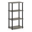 Pemberly Row Wood No Tool 4-Tier Storage Shelf in French Oak Gray/Black