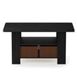 Pemberly Row Wood Coffee Table with Bin Drawer in Americano Black/Medium Brown