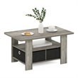 Pemberly Row Wood Coffee Table with Bin Drawer in French Oak Gray/Black