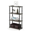Pemberly Row Wood 4-Tier Shelf Display Rack w/ Classic Tubes in Oak Gray